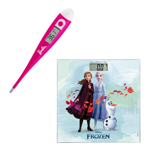 Combo Saúde - Balança Digital Frozen e Termômetro Digital Barbie Multilaser Saúde - HC099K HC099K
