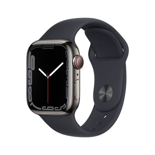 Apple Watch Series 7 GPS + Cellular (Caixa grafite de aço inoxidável – 45 mm) Pulseira esportiva Meia-noite