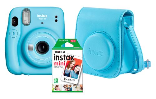 Kit Câmera Instax Mini 11 com pack 10 fotos e Bolsa Azul