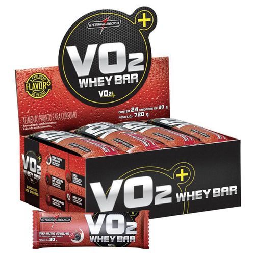 VO2 Protein Bar c/ 24 Barras - IntegralMédica Frutas Vermelhas+Yogurte Único