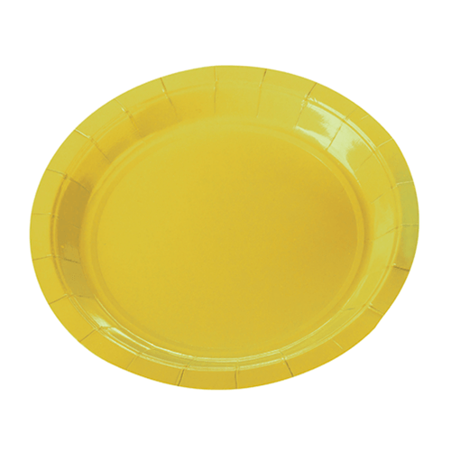 Prato de Papel Amarelo 18cm c/ 10un Silverfestas