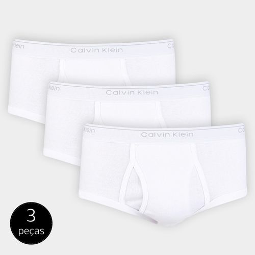 Kit de Cuecas Slip Calvin Klein Básica 3 Peças Branco 48
