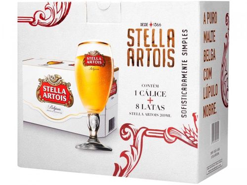 Kit Cerveja Stella Artois American Standard Lager - 269ml Cada 8 Unidades com 1 Taça