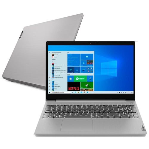 Notebook Lenovo Core i5- 10210U 8GB 256GB SSD Tela 15.6\" Windows 10 Câmera 720p com Privacidade Ideapad 3i 82BS0005BR.