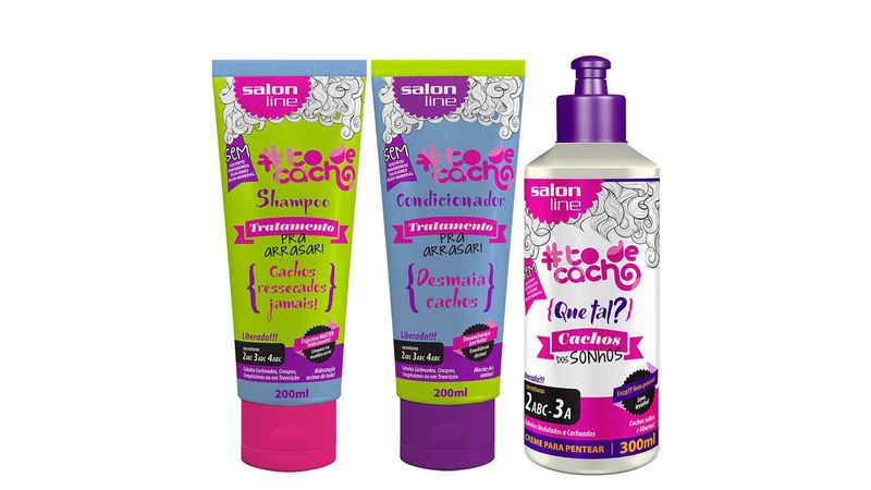 Salon Line Kit Arrasar Shampoo Condicionador E Creme Para Pentear Cachos Dos Sonhos Todecacho