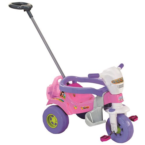Triciclo Tico Tico Magic Toys Mônica com Aro para Proteção - Branco/Rosa/Lilás