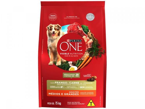 Ração Super Premium para Cachorro Purina One - Frango e Carne Adulto 15kg