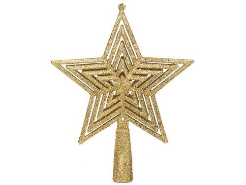 Ponteira de Árvore de Natal Estrela 18cm Dourado - 1019155 Cromus