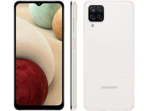 Smartphone Samsung Galaxy A12 64GB Branco 4G - Octa-Core 4GB RAM 6,5&quot; Câm. Quádrupla + Selfie 8MP Bivolt