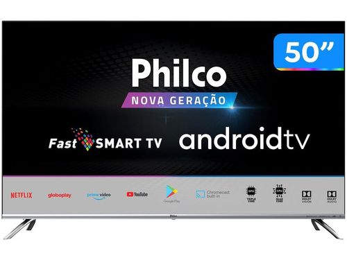Smart TV UHD D-LED 50&quot; Philco PTV50G71AGBLS - Android Wi-Fi Inteligência Artificial 4 HDMI 2USB Bivolt