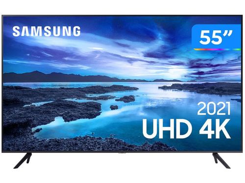 Smart TV 55&quot; Crystal 4K Samsung 55AU7700 - Wi-Fi Bluetooth HDR Alexa Built in 3 HDMI 1 USB Bivolt