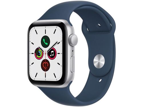 Apple Watch SE 44mm Caixa Prateada - Alumínio GPS Pulseira Esportiva Azul-Abissal Prateado