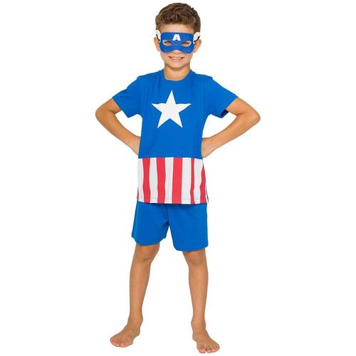 Pijama Curto Evanilda Masculino Infantil Fantasia Capitão América – Azul 6