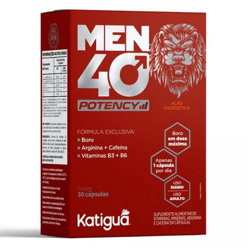 Men 40 Potency (Cafeína, L-arginina e Boro) 30 Cápsulas - Katiguá