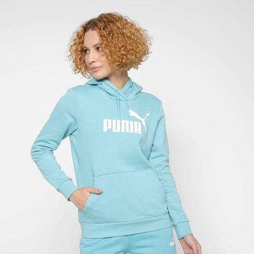 Moletom Puma Essentials Logo Capuz Feminino Azul Claro P