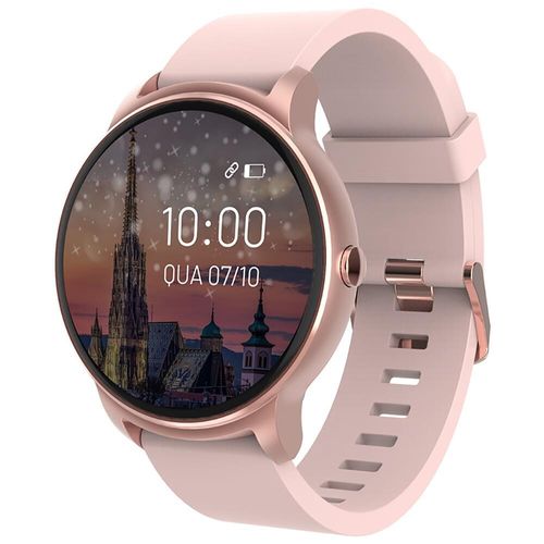 Smartwatch Atrio Viena ES351 com Tela Full Touch de 1,30”, Bluetooth, Monitor Cardíaco e À Prova D’água – Rosê