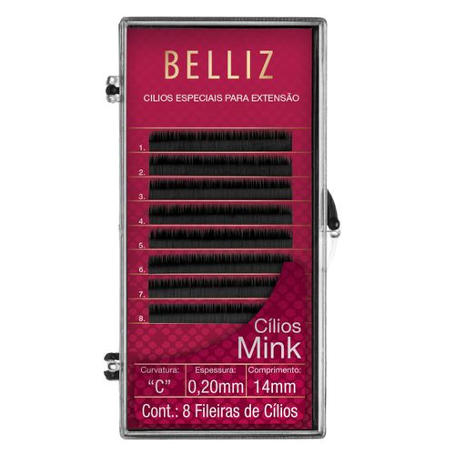 Cílios para Alongamento Belliz - Mink C 020 14mm 1 Un