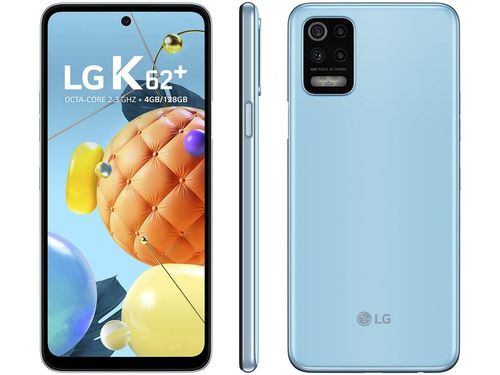 Smartphone LG K62+ 128GB Azul 4G Octa-Core 4GB RAM - Tela 6,59&quot; Câm. Quádrupla + Selfie 28MP Dual Chip Bivolt