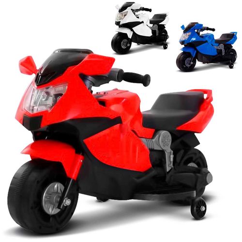 Mini Moto Elétrica Infantil para Criança Vermelho Branco Azul 6V Som e Luz Vermelho