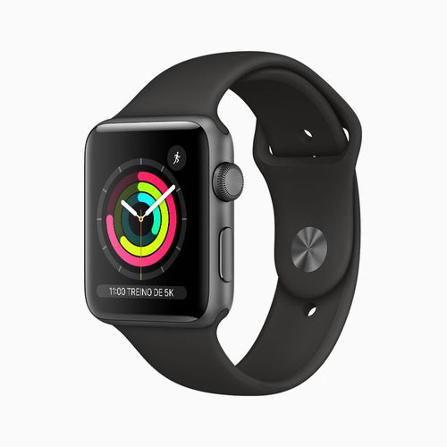 Apple Watch Series 3 GPS - 42mm - Caixa cinza-espacial de alumínio com pulseira esportiva preta Apple Watch Series 3 GPS - 42mm - Caixa cinza-espacial de alumínio com pulseira esportiva - Cinza-espacial