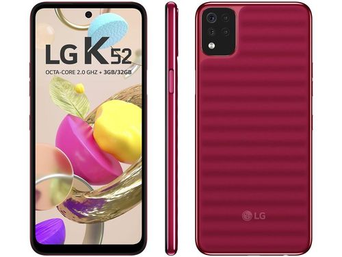 Smartphone LG K52 64GB Vermelho 4G Octa-Core - 3GB RAM Tela 6,6&quot; Câm. Quádrupla + Selfie 8MP Bivolt