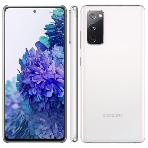 Smartphone Samsung Galaxy S20 FE Cloud White 128GB, 6GB RAM, Tela Infinita de 6.5”, Câmera Traseira Tripla, Android 11 e Processador Octa-Core.