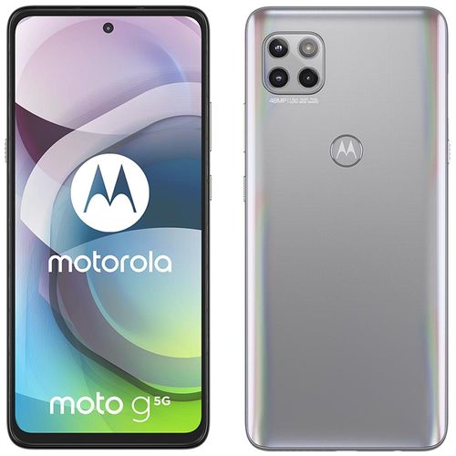 Smartphone Motorola Moto G 5G Prata Prisma 128GB, 6GB RAM, Tela de 6.7”, Câmera Traseira Tripla, Android 10 e Processador Octa-Core.