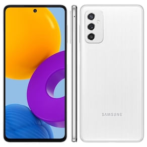Smartphone Samsung Galaxy M52 5G Branco 128GB, 6GB RAM, Tela Infinita de 6.7", Câmera Tripla, Processador Octa Core e Bateria de 5000mAh