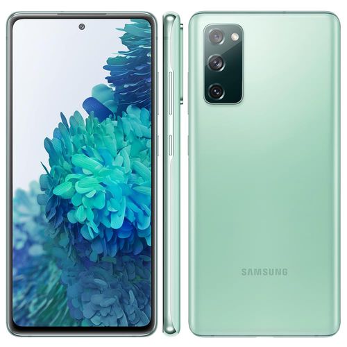 Smartphone Samsung Galaxy S20 FE Cloud Mint 128GB, 6GB RAM, Tela Infinita de 6.5”, Câmera Traseira Tripla, Android 11 e Processador Octa-Core.