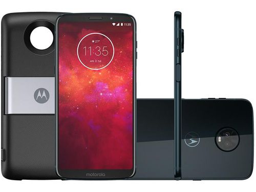 Smartphone Motorola Moto Z3 Play PowerPack &amp; DTV - 64GB Índigo Dual Chip 4G Câm 12MP e 5MP + Selfie