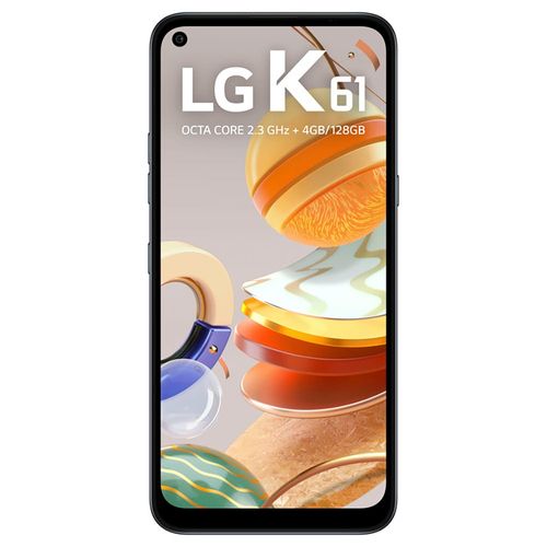 Smartphone LG K61 Titânio 128GB, RAM de 4GB, Tela de 6,55\" HD+ 19.5:9, Inteligência Artificial, Câmera Quádrupla e Processador Octa-Core 2.3.