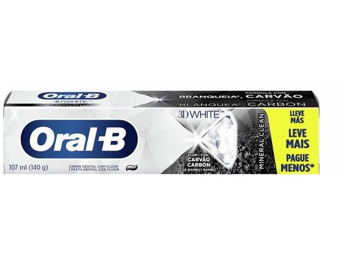 Creme Dental Oral-B Mineral Clean Com Carvão - 3D White 140g Creme Dental Oral-B Mineral Clean 3D White 140g -