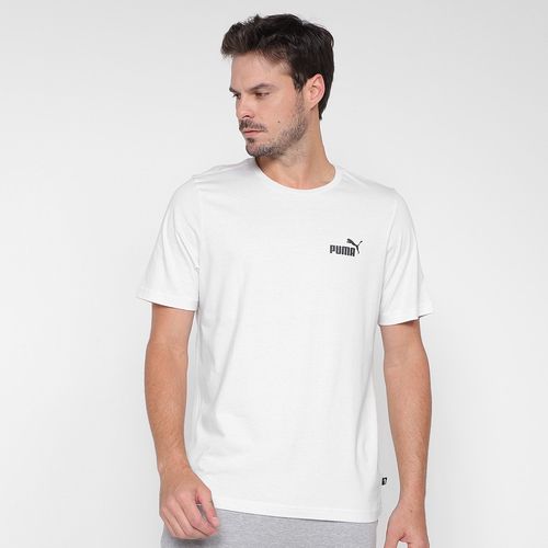Camiseta Puma Ess Small Logo Masculina Branco+Preto G
