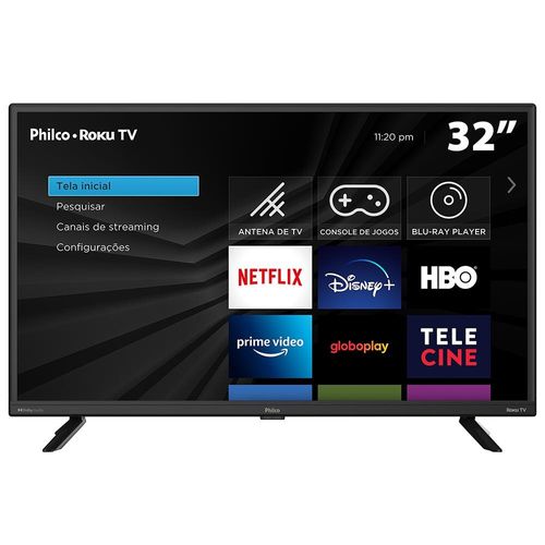 Smart TV LED 32" HD Philco PTV32G70RCH Roku TV com Dolby Audio, Midia Cast e Processador Quad-core