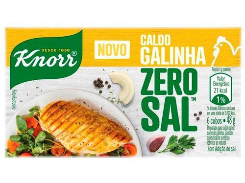 Caldo Knorr Galinha Zero Sal em Cubos 48g - Caldo Galinha Knorr Zero Sal 48g -