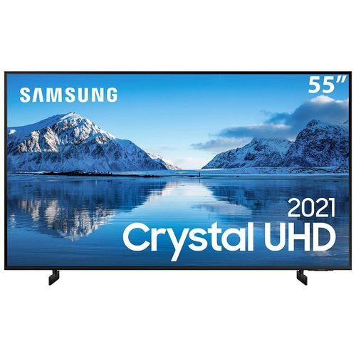 Smart TV 55\" Crystal UHD 4K Samsung 55AU8000, Painel Dynamic Crystal Color, Design slim, Tela sem limites, Visual Livre de Cabos.