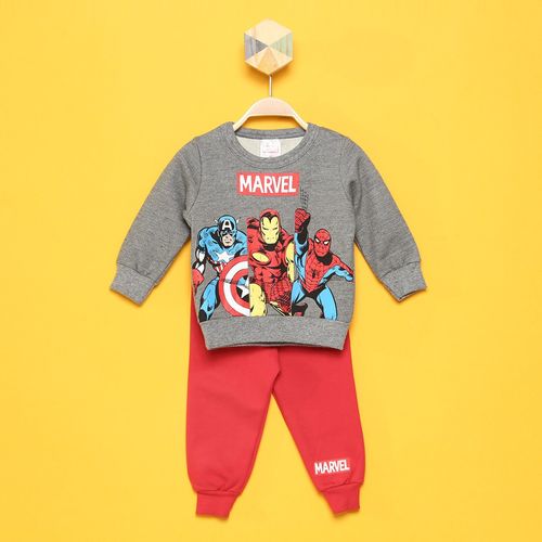Conjunto Bebê Moletom Marvel Avengers Masculino Mescla 6/9M